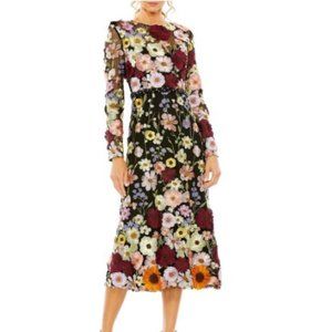 Mac Duggal | Floral Embroidered Long Sleeve Cocktail Dress